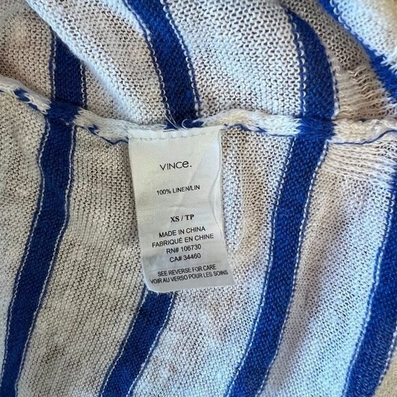 Vince White & Blue Striped Linen Sweater XS - Picture 4 of 5